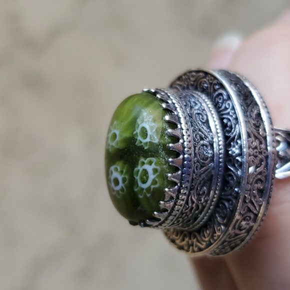 New Italian Murano Millefiori 925 Silver Statement Ring. - Picture 10 of 13
